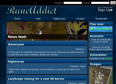RuneAddict 2008 Remake Online Highscores 24 7